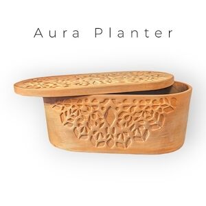 Gorgeous Terracotta Aura Planter with Hand Carved Leafy Floral Design